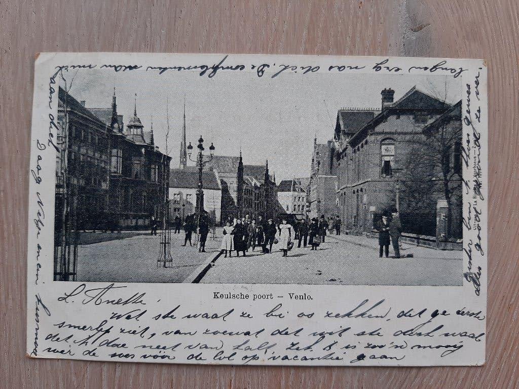 oude kaart Venlo, Keulsche Poort, veel volk, 1902, Ophalen of Verzenden, Voor 1920, Gelopen, Limburg
