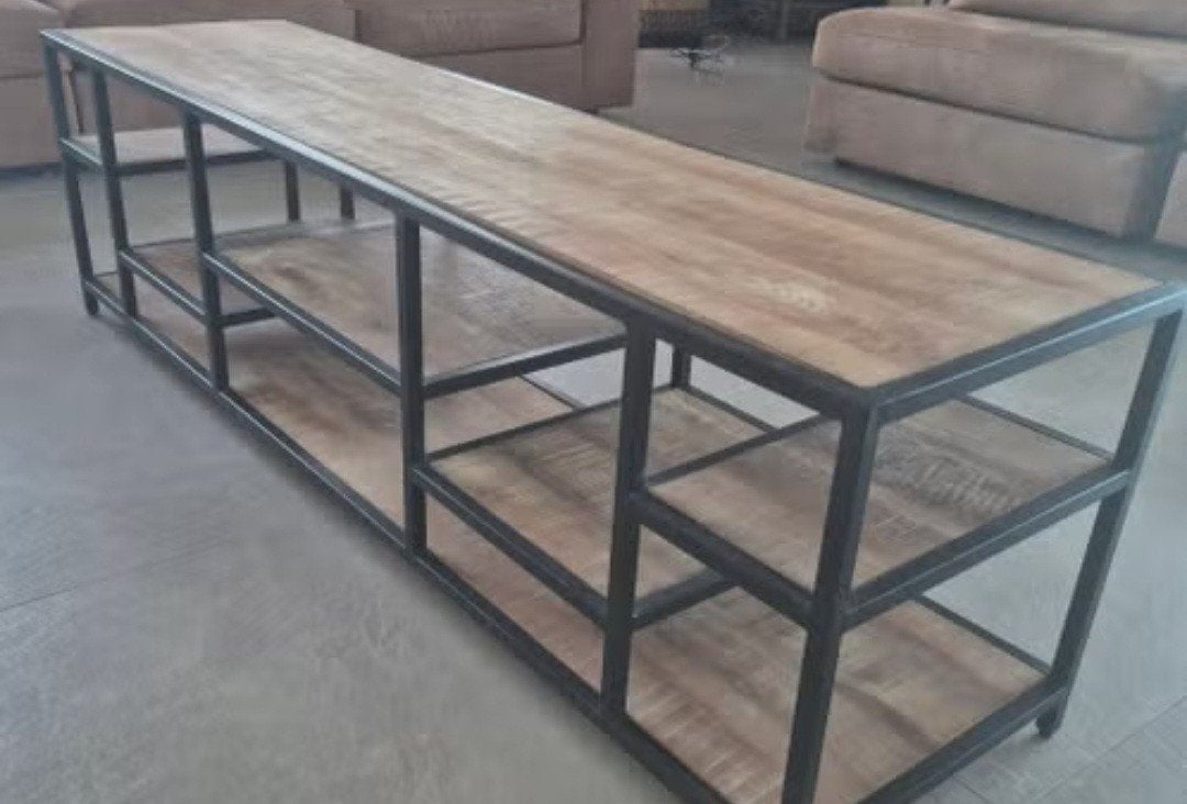 Mango industrial tv meubel, Ophalen of Verzenden, Zo goed als nieuw, 150 tot 200 cm, Overige houtsoorten