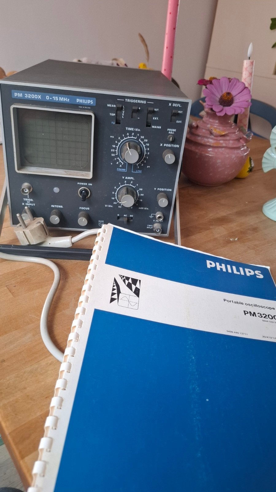 Philips PM 3200X Oscilloscope 0-15 MHz met handleiding, Ophalen of Verzenden, Gebruikt