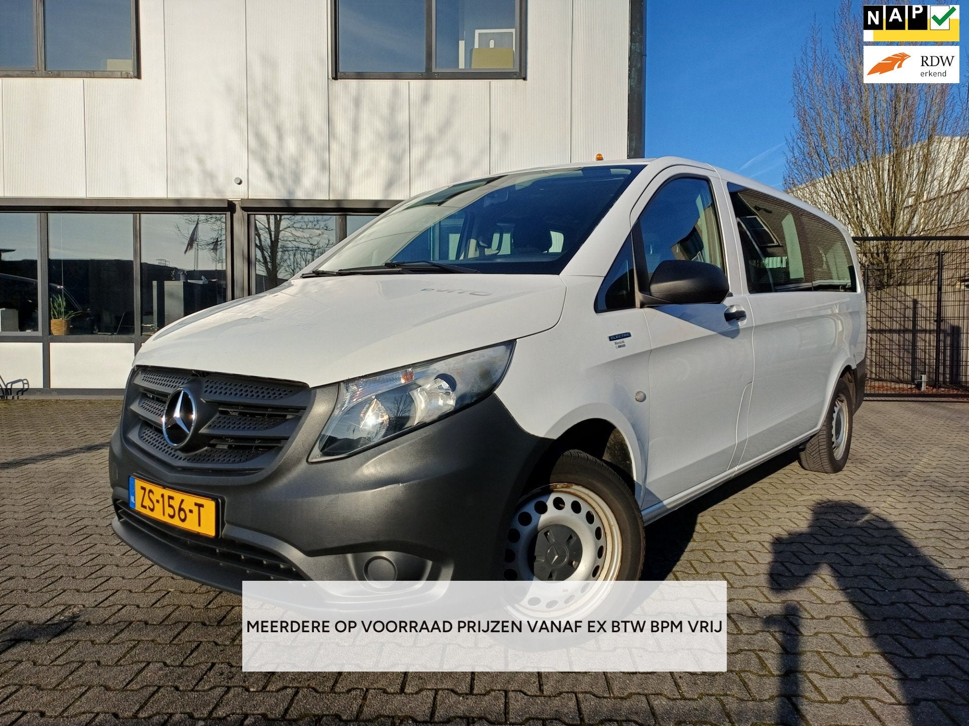 Mercedes-Benz EVito Tourer PRO L3 35Kwh AIRCO/9PERSONEN/ZERO, Auto's, 150 km, Stof, Gebruikt, Wit