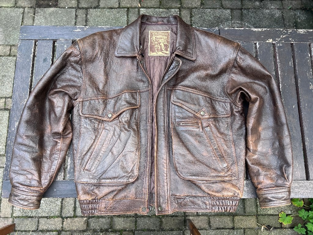 Chevignon Piloten Jas Jack Leer Leren Bomber Aero Avirex, Chevignon, Chevignon, Bruin, Maat 48/50 (M)