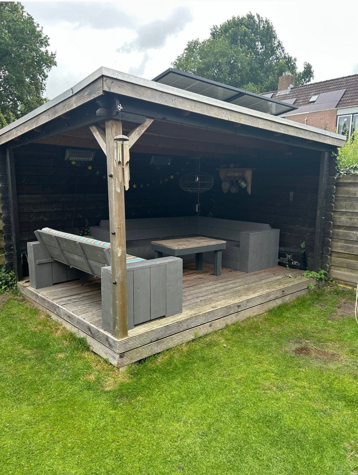 Loungehoek incl banken en tafel, Ophalen, Gebruikt, Hout