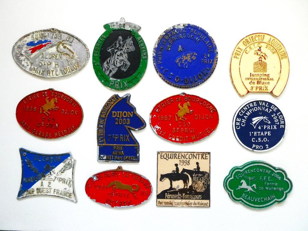 12 Plaquette's troffee paardensport paard België / Frankrijk, Antiek en Kunst, Ophalen of Verzenden