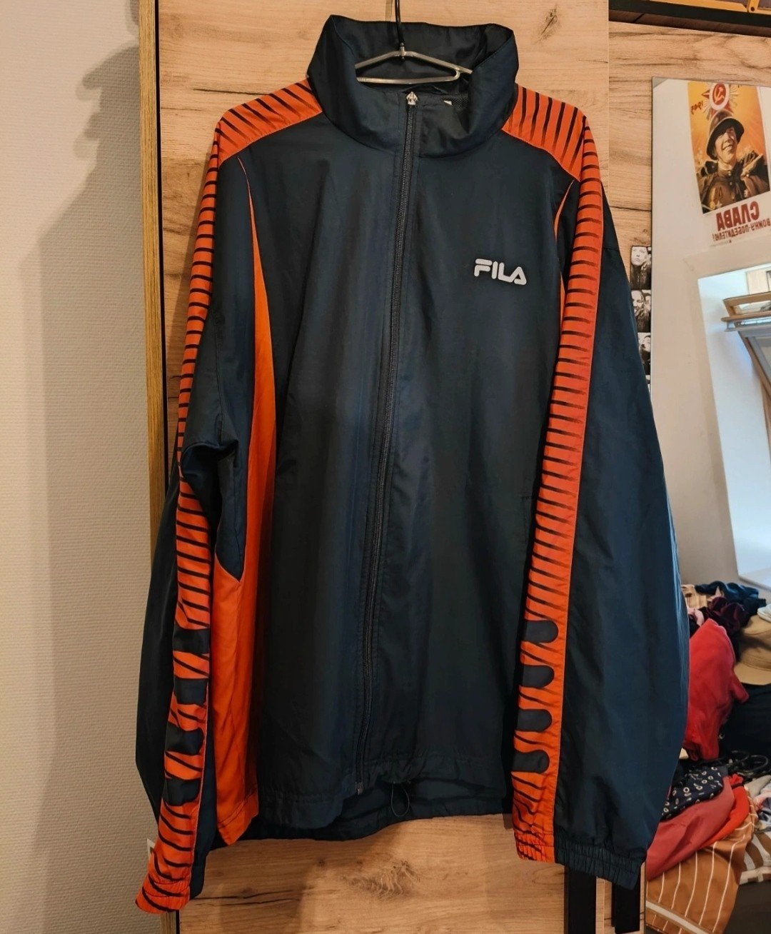 Fila Trainingsjack Heren XL - Zwart/Oranje, Kleding | Heren, Ophalen of Verzenden, Maat 56/58 (XL), Fila