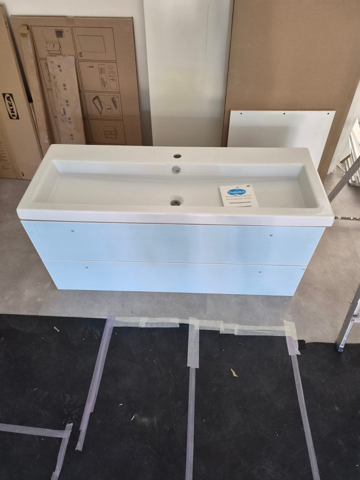 Nieuwe Tecla wastafef met Thebalux onderkast wit 120 cm, Ophalen, Nieuw, 50 tot 100 cm, Minder dan 100 cm
