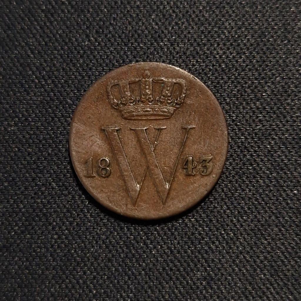 1/2 cent 1843, Verzenden, Koning Willem II, Losse munt