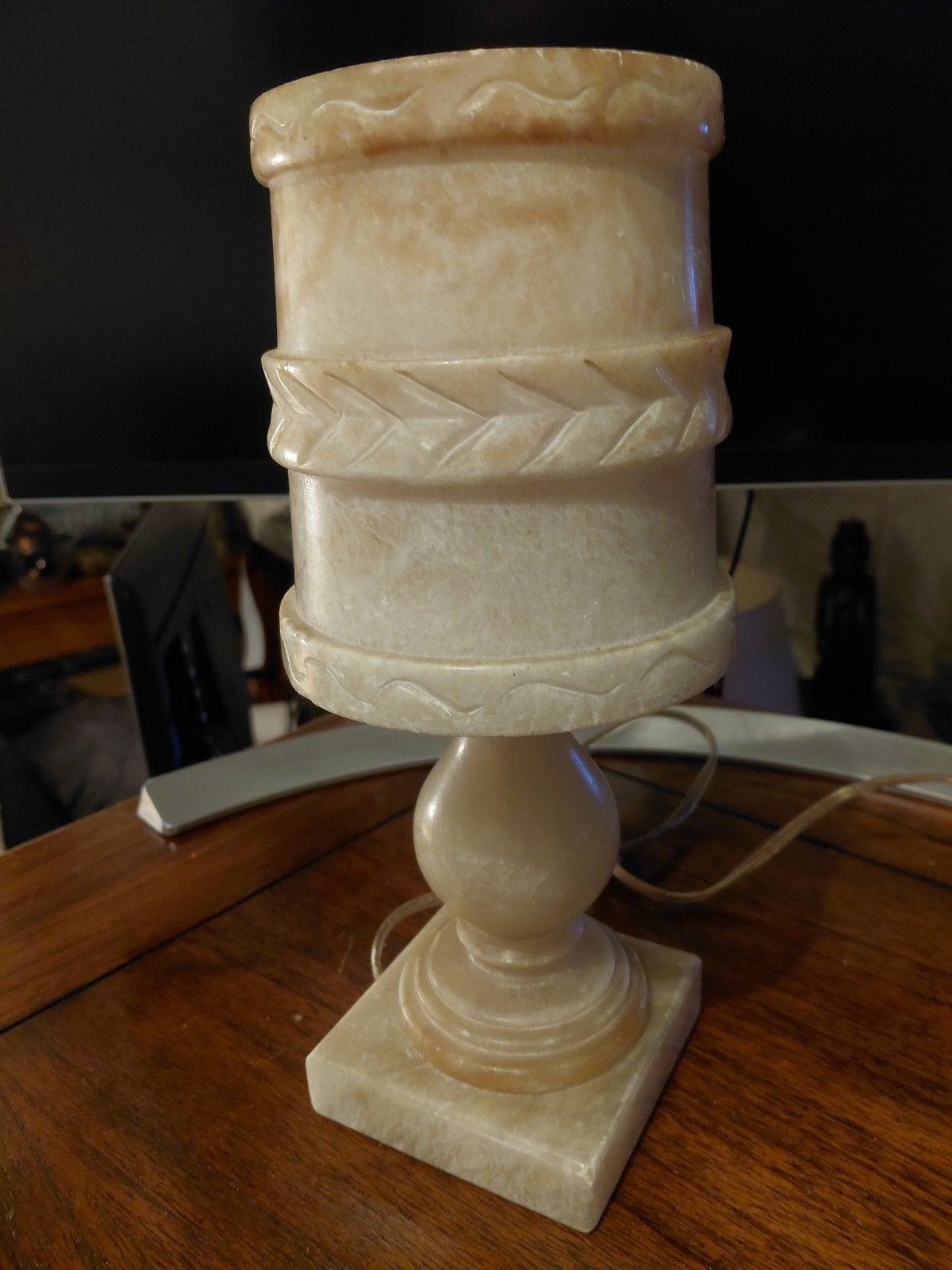 Onyx Marmeren Tafellamp - 28cm Hoog, Antiek en Kunst, Ophalen of Verzenden