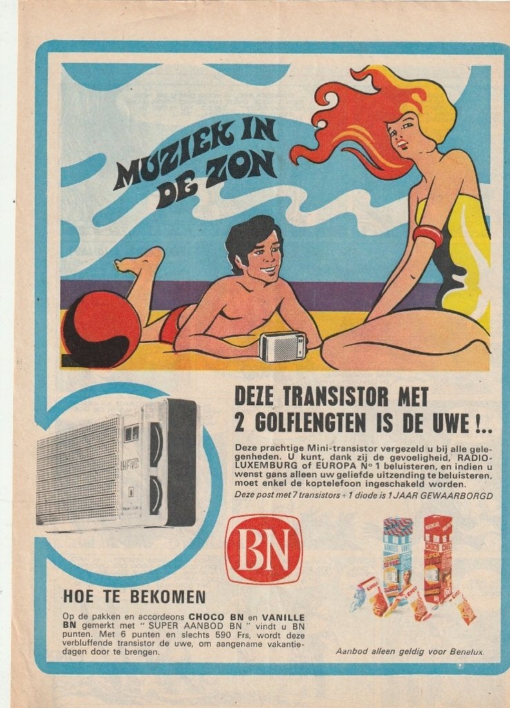 retro reclame 1972 BN koekjes wedstrijd radio transistor, Verzamelen, Verzenden, Overige typen