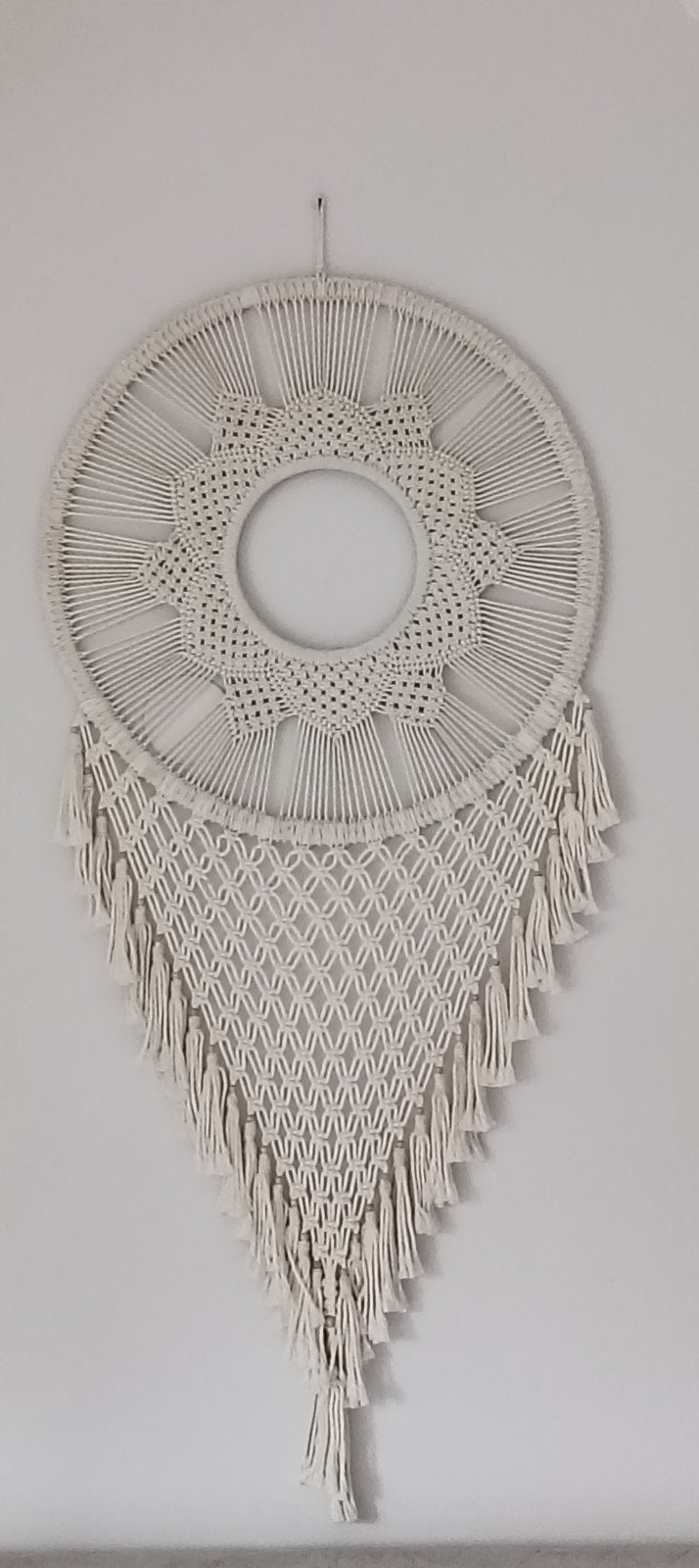 Handgemaakte Macramé Wandhanger - Boho Stijl, Textiel, Zo goed als nieuw, Handgemaakt, Ophalen