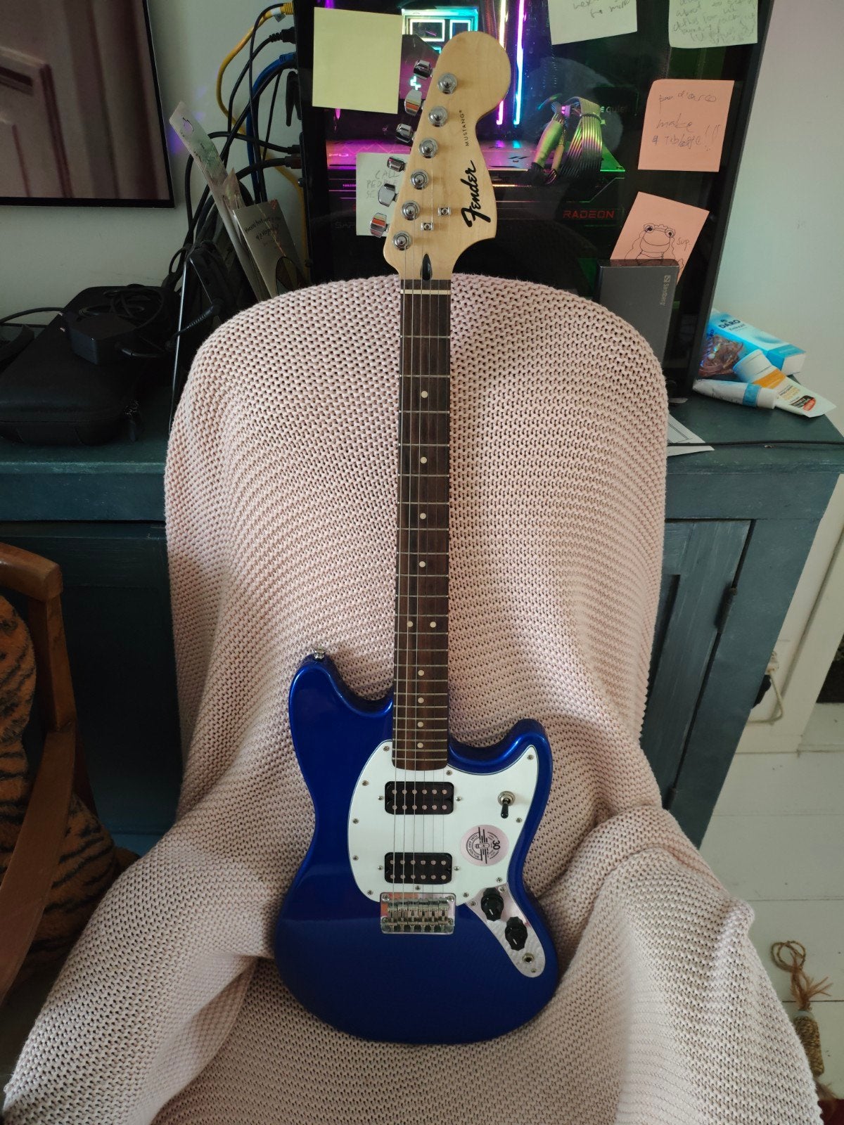 Squier Sonic Mustang HH Modded, Ophalen, Zo goed als nieuw, Solid body