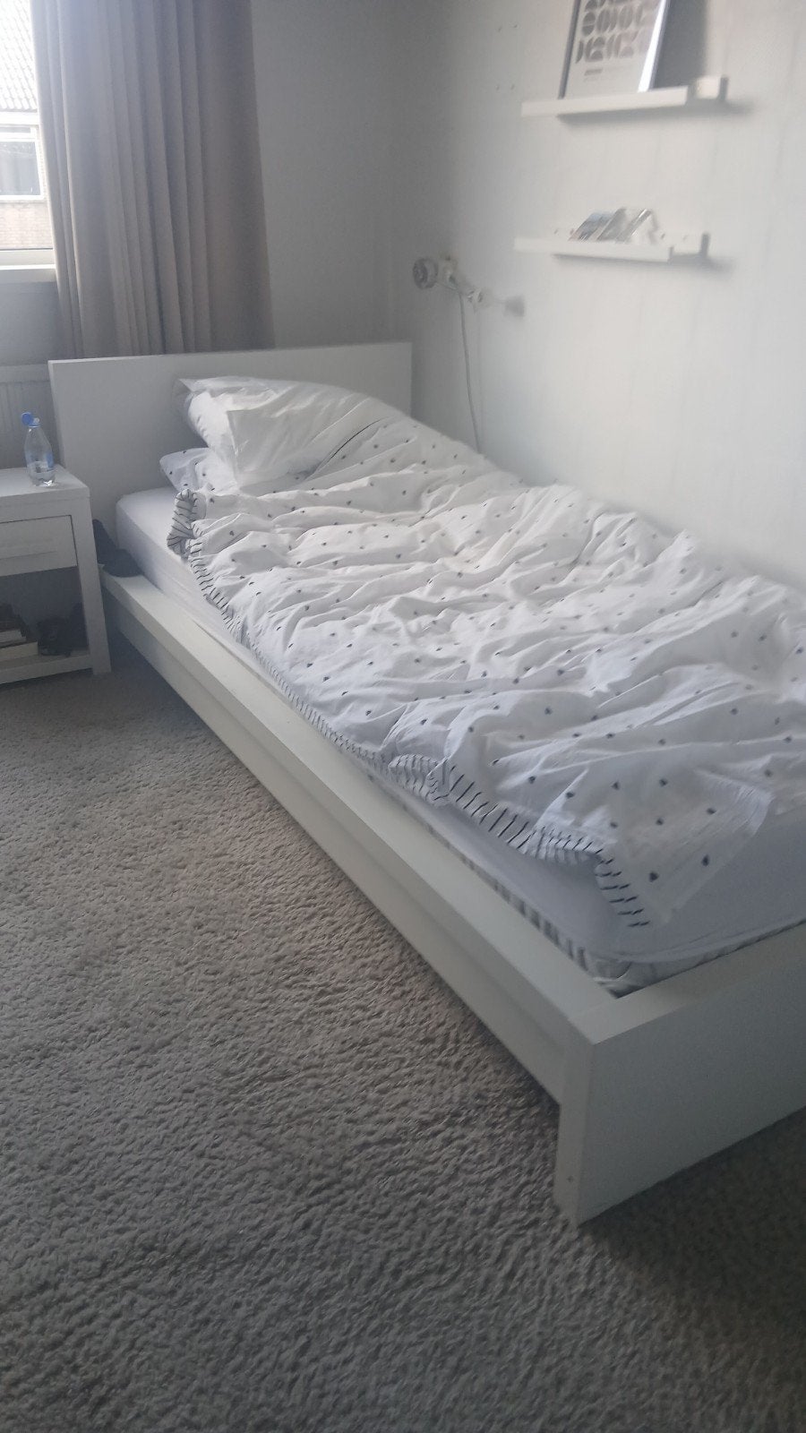 Ikea wit Eenpersoons. bed 210x90 cm, Ophalen, 90 cm, Eenpersoons, Hout