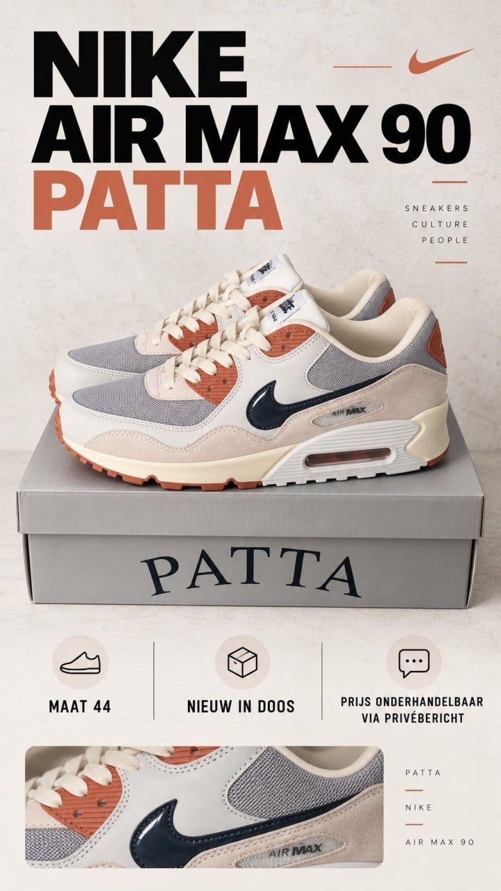 Nike Air Max 90 Patta Nieuw in Doos Maat 44, Sport en Fitness, Ophalen of Verzenden, Nieuw