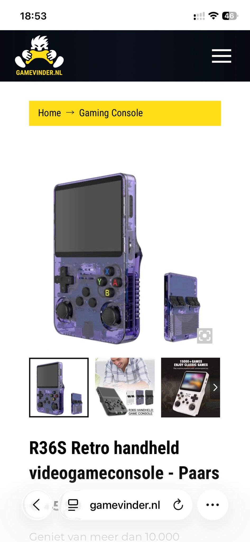 R36S Retro Handheld Videogameconsole - Paars, Spelcomputers en Games, Ophalen of Verzenden, Overige merken, Nieuw