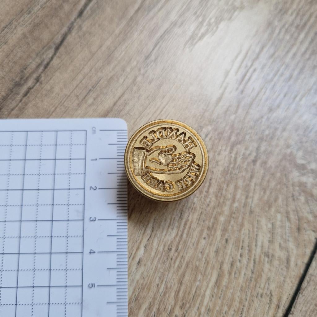 Wax stempel hoofdje,  handle with care, Ophalen of Verzenden, Zo goed als nieuw, Houten stempel