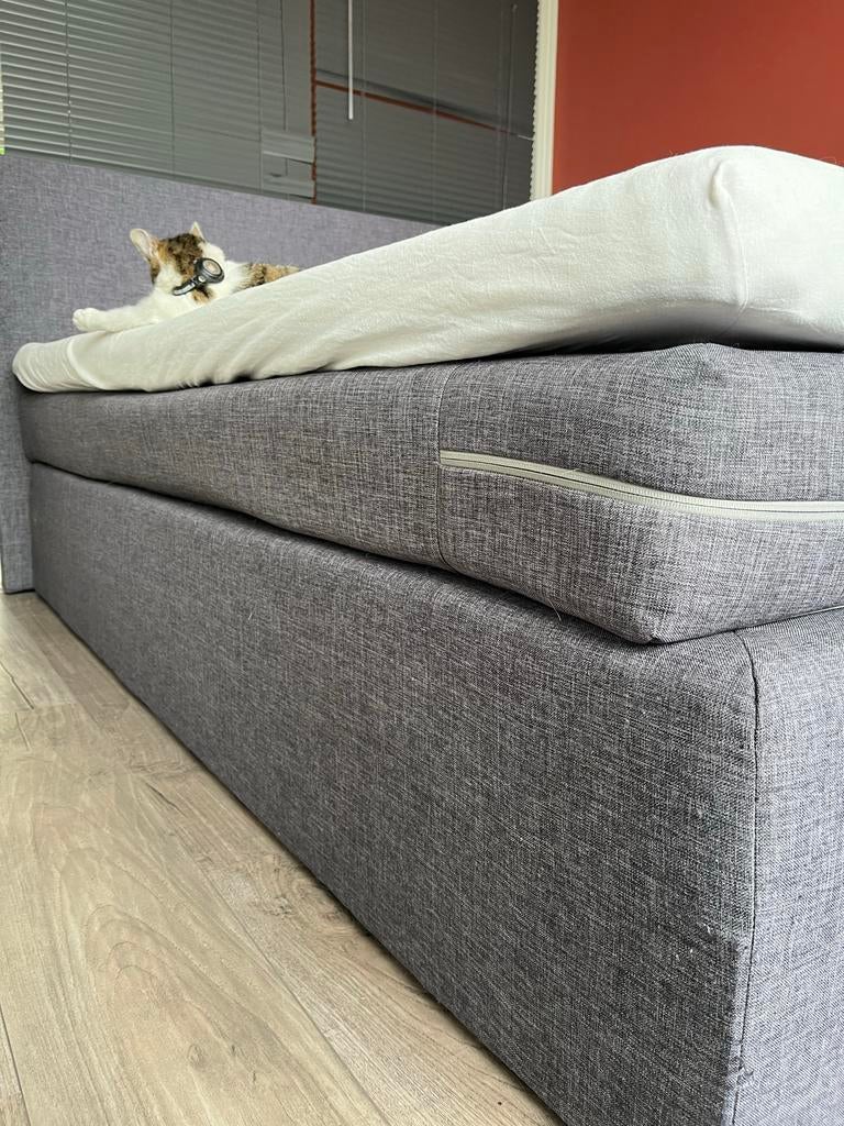 Comfortabel tweepersoons boxspringbed met hoofdbord 140x200, Ophalen, Tweepersoons, 140 cm, Zo goed als nieuw