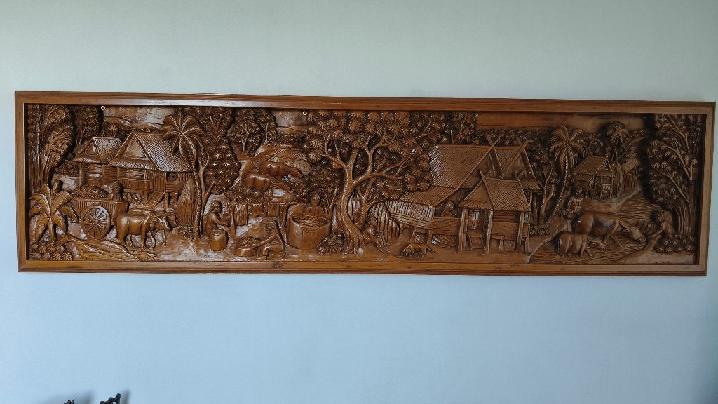 Handgesneden Houten Wandpaneel, Ophalen, Oosters, Hout, Zo goed als nieuw