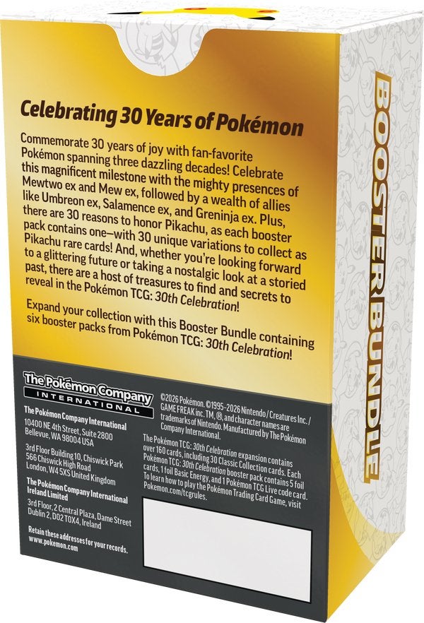 Pokémon TCG 30th Celebration Booster Bundle 6 Booster Packs, Ophalen of Verzenden, Zo goed als nieuw