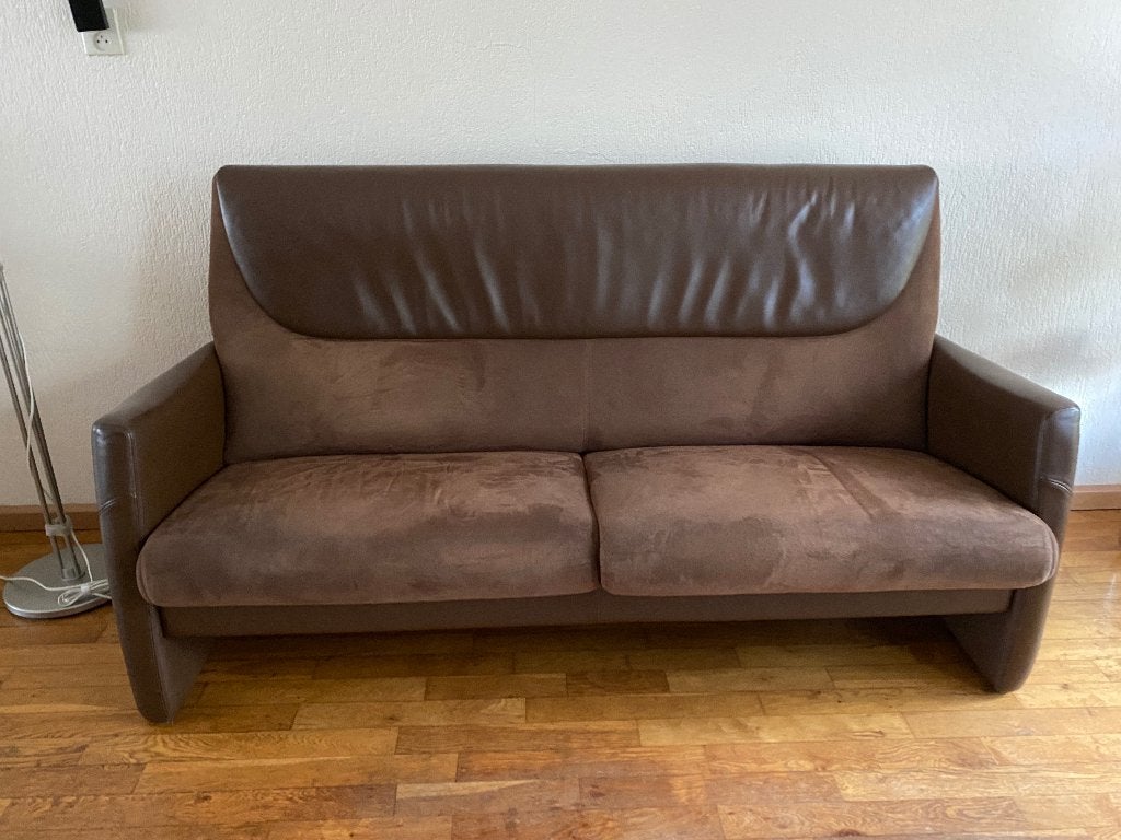 3 zits bank.Bruin Leer met Suede, Huis en Inrichting, Banken | Bankstellen, Ophalen, Gebruikt, 150 tot 200 cm, SITY