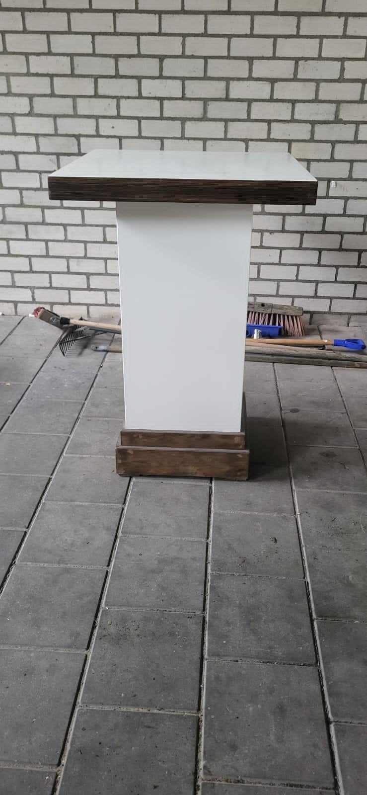 5 Houten (multiplex) hangtafels 80x80x120cm, Ophalen, Gebruikt