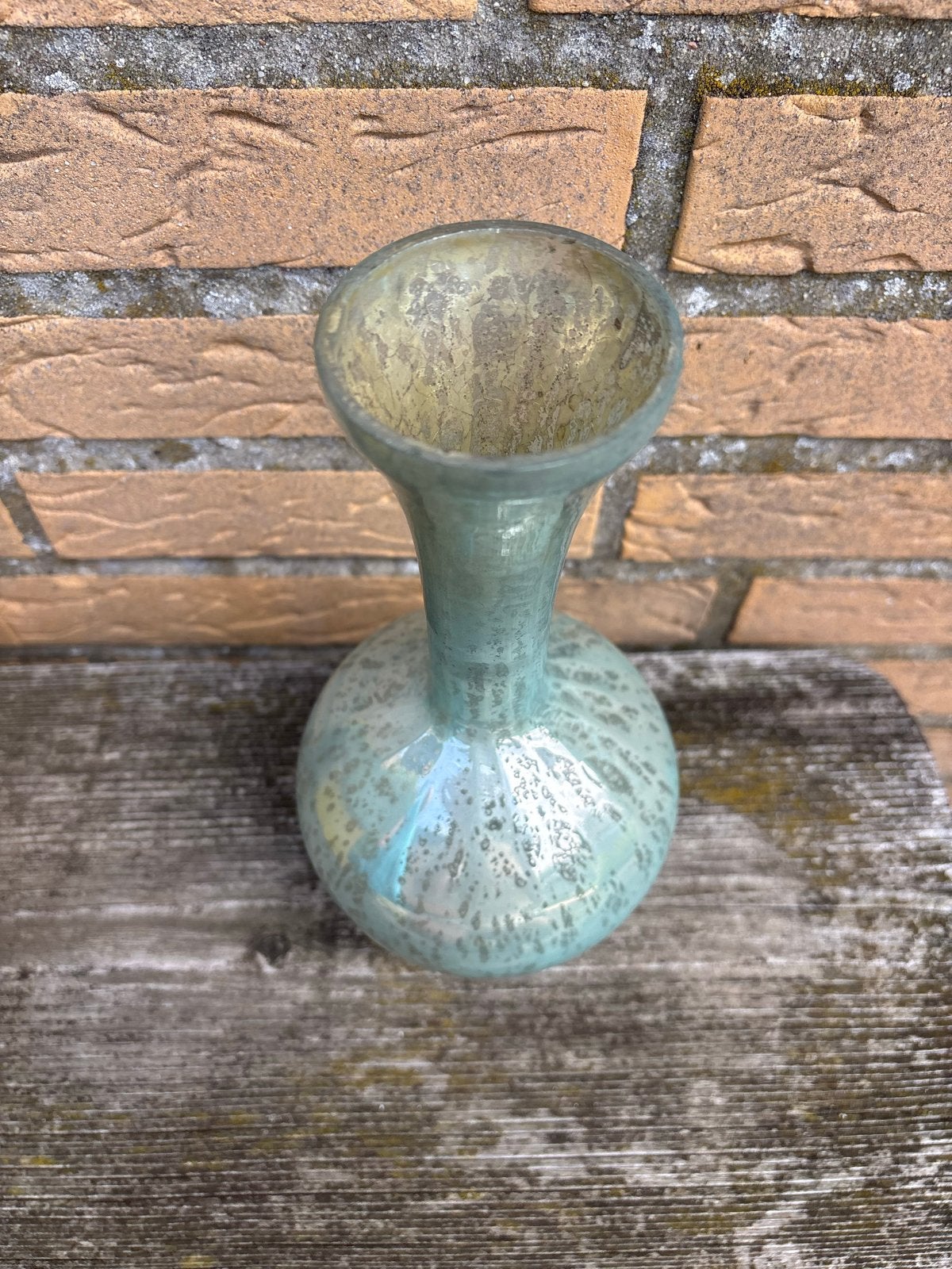 Vintage glazen vaas turquoise, Ophalen of Verzenden