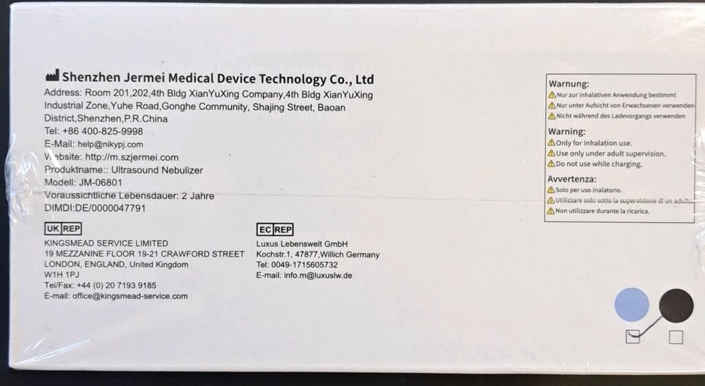 Nieuwe Ultrasone Vernevelaar NIKYPJ JM-06801, Help@nikypj.com, Nieuw, Ophalen of Verzenden, Shenzhen Jermei Medical Device Technology Co., Ltd
