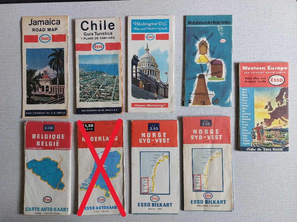 Oude Wegenkaarten Benzine & Olie van ESSO, Verzamelen, Ophalen of Verzenden, Gebruikt, Gebruiksvoorwerp