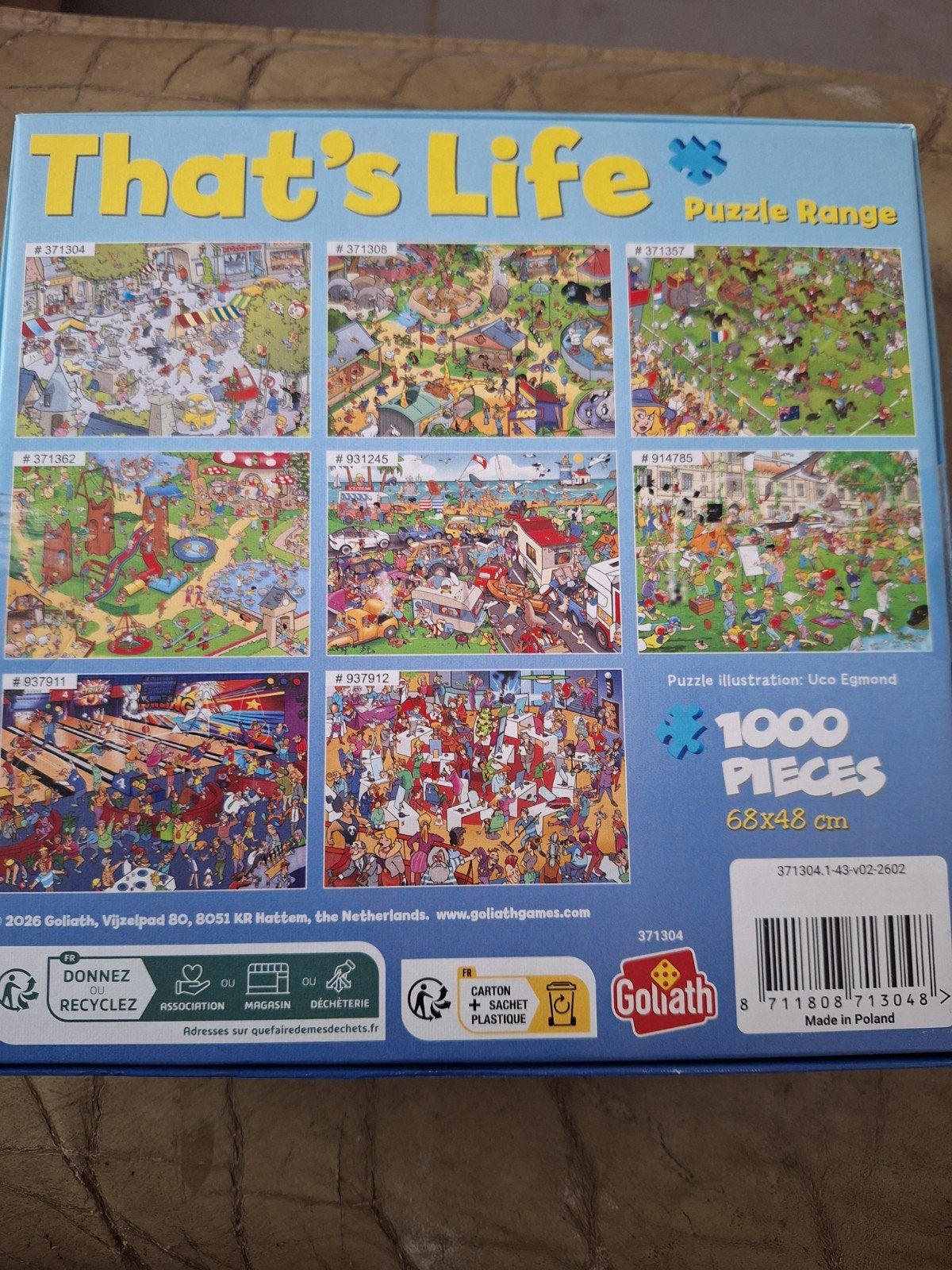 That's life puzzel dorpsplein 1000 stukjes, Ophalen of Verzenden, 500 t/m 1500 stukjes, Zo goed als nieuw, Legpuzzel