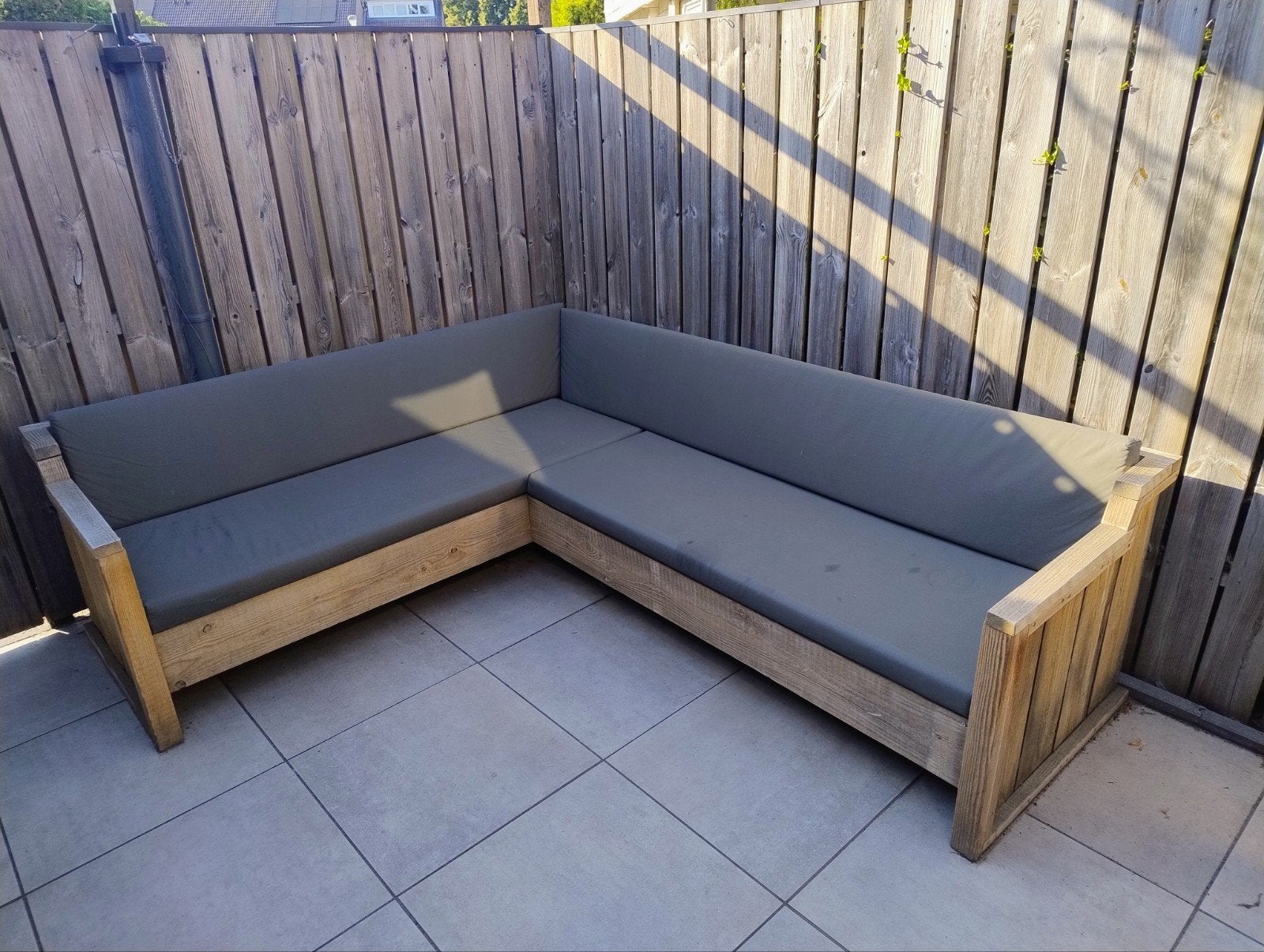 Hoekbank tuin, Ophalen, 5 zitplaatsen, Gebruikt, Steigerhout