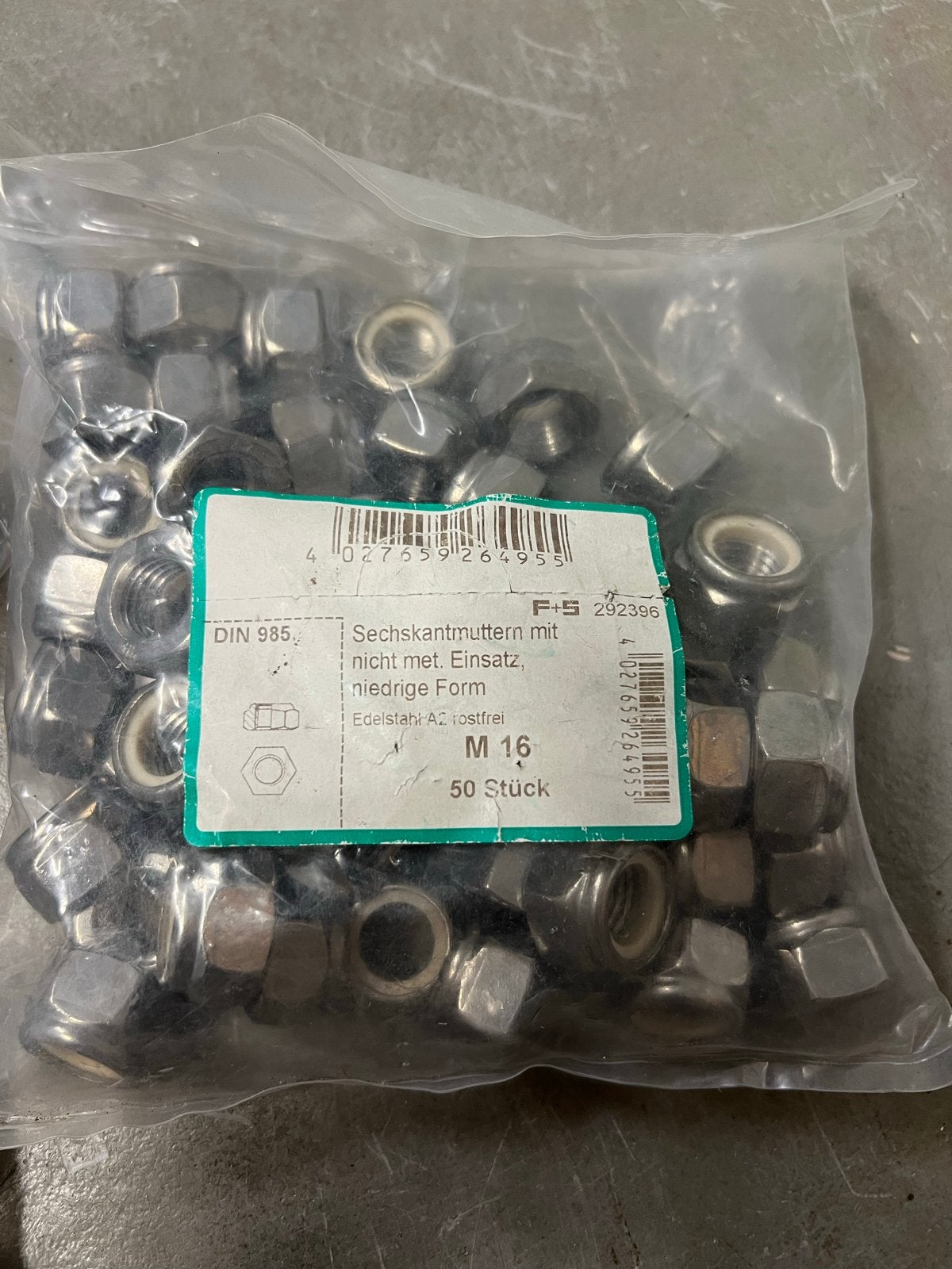 RVS Zeskantmoeren M16 - 50 stuks per zak totaal 300 stuks, Nieuw, Ophalen of Verzenden, Minder dan 50 mm, Rvs