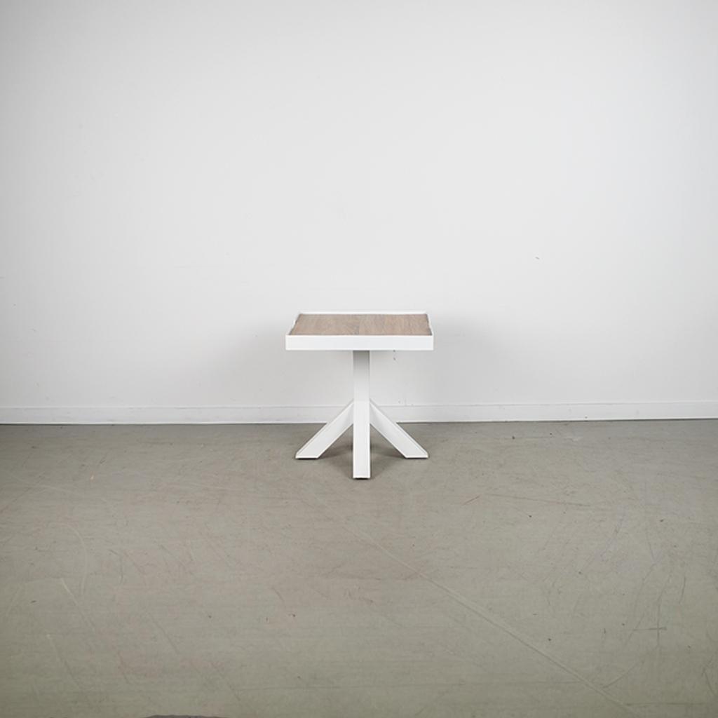 1x Gispen Dukdalf Tafel – Vierkant Wit met Hout inleg 50 cm