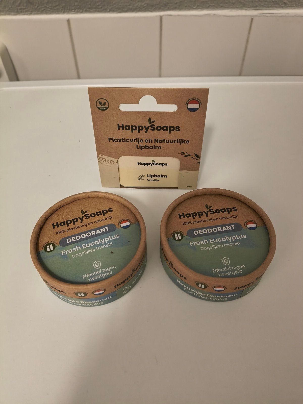 HappySoaps Deodorant Eucalyptus & Lipbalsem Vanille Nieuw, Ophalen, Nieuw, Deodorant of Bodyspray