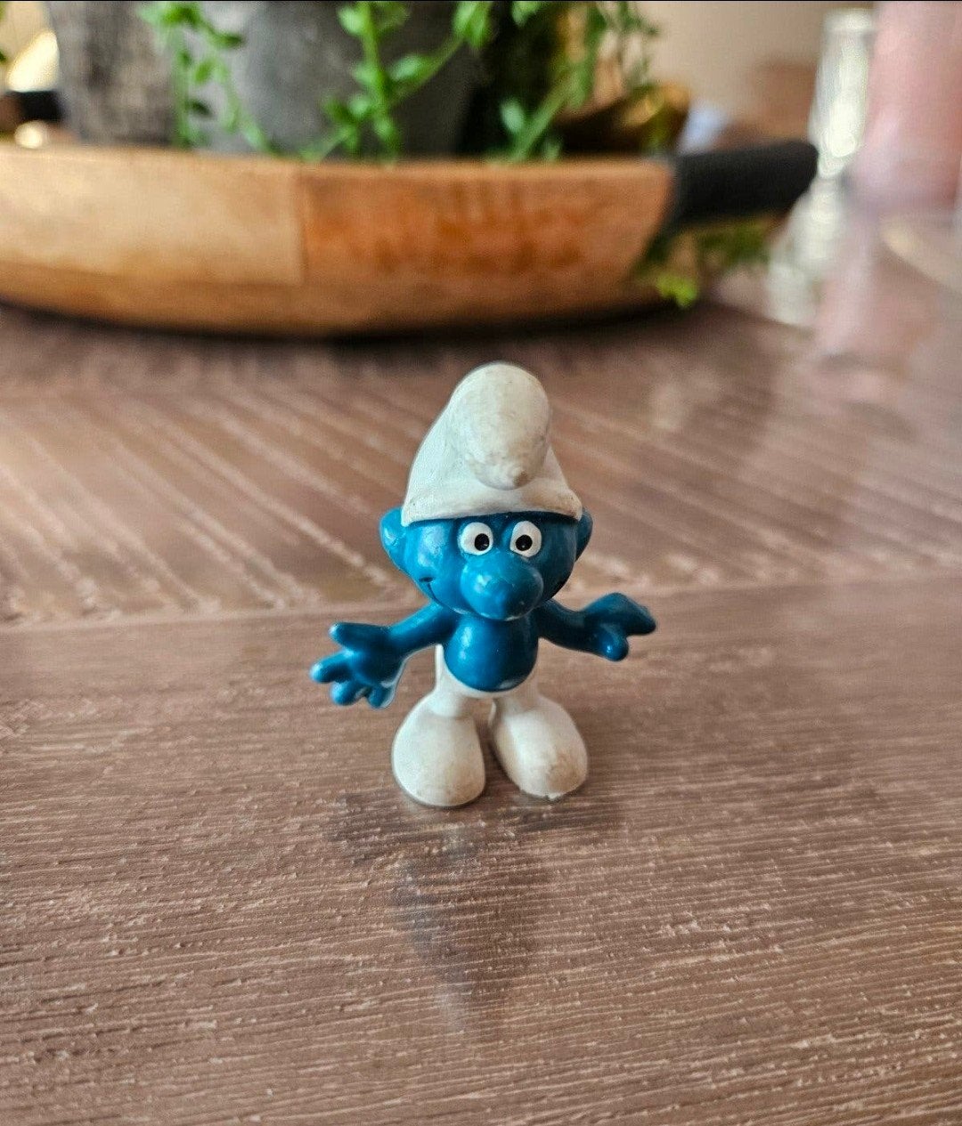 Vintage Schleich Smurf met muts - 1965 Hong Kong, Ophalen of Verzenden, Gebruikt, Poppetje, Figuurtje of Knuffel