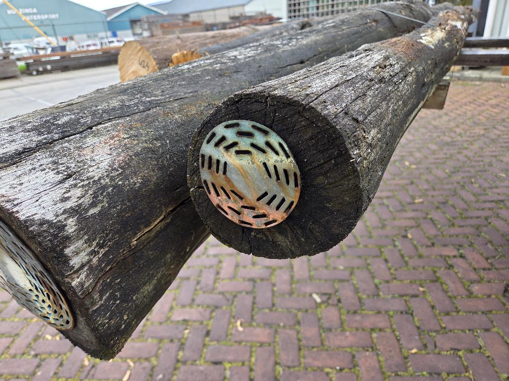 4 Gebruikte hardhouten ronde palen onbehandeld - nr: HB424, Tuin en Terras, Palen, Balken en Planken, Ophalen, Gebruikt, Palen