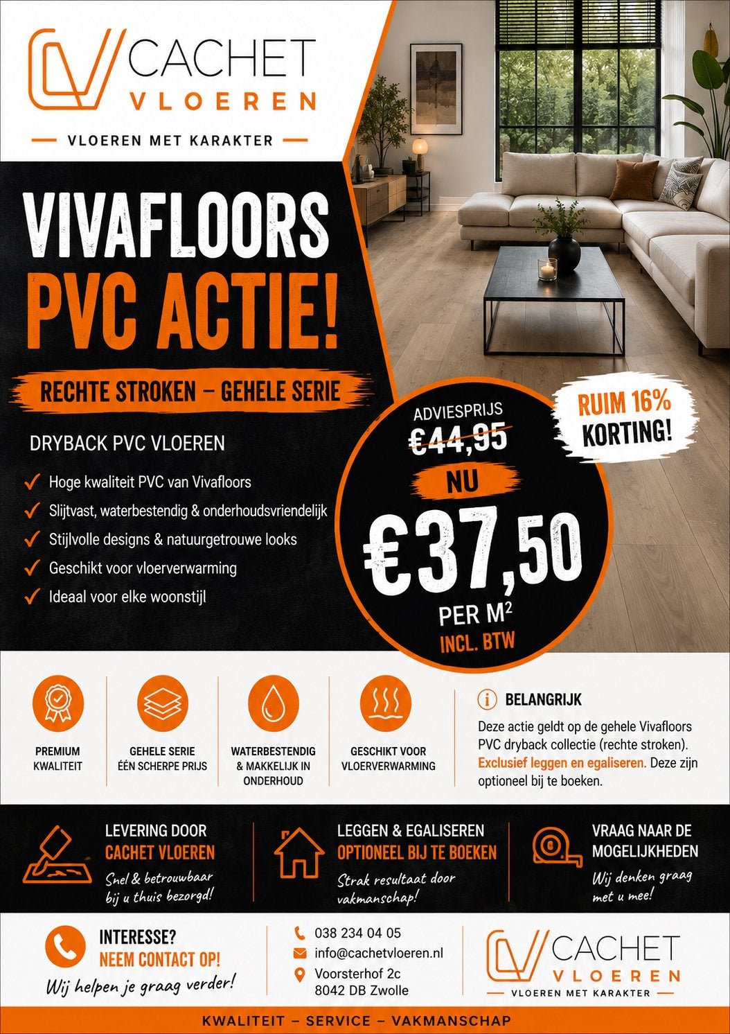 VIVAFLOORS PVC Vloeren Actie! Dryback PVC per m², Ophalen of Verzenden, Nieuw, 75 m² of meer, Overige typen
