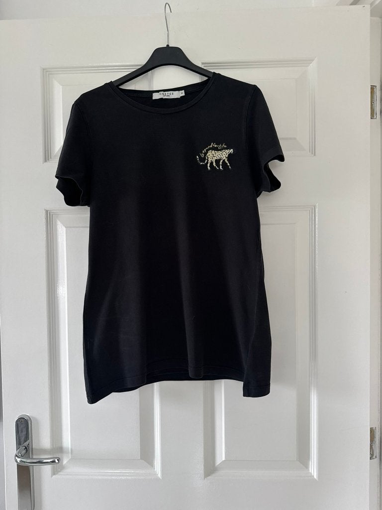 Zwart t-shirt met Panter Costes maat M, Kleding | Dames, Maat 38/40 (M), Zwart, Ophalen of Verzenden, Zo goed als nieuw