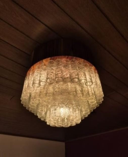 vintage plafonniere Doria designer xxl, Ophalen, E27 (groot), Zo goed als nieuw, Glas