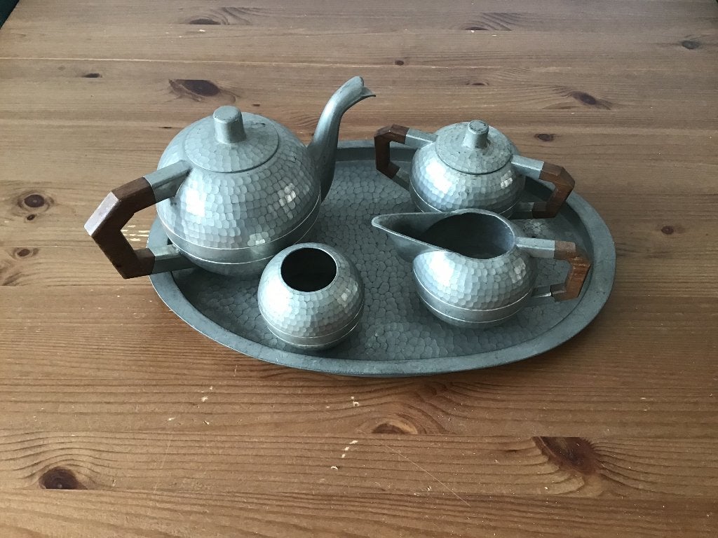 Thee service van banka tinwerk, Antiek en Kunst, Ophalen