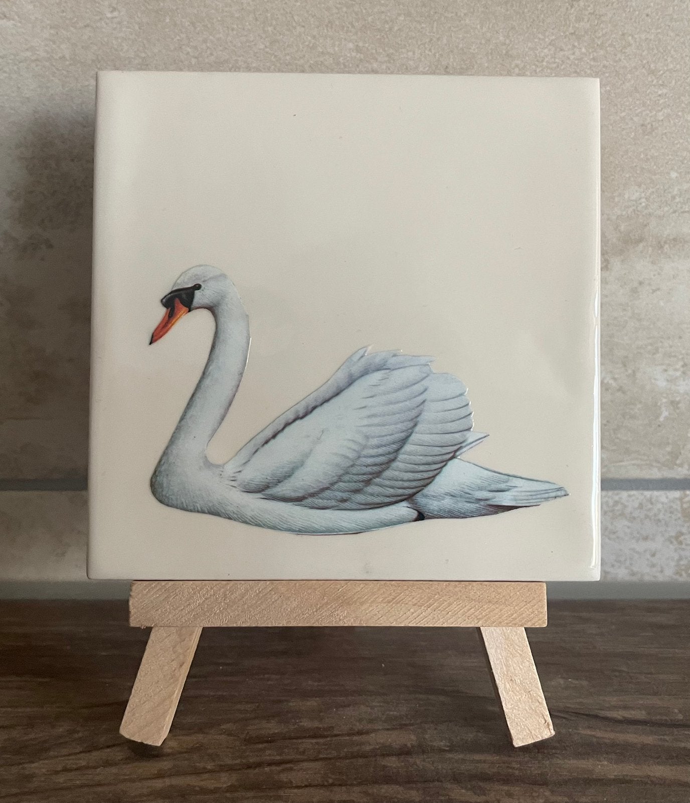 Tegeltje 10x10, decoratief, zwaan, Meerkleurig, Overige stijlen, Nieuw, Ophalen of Verzenden