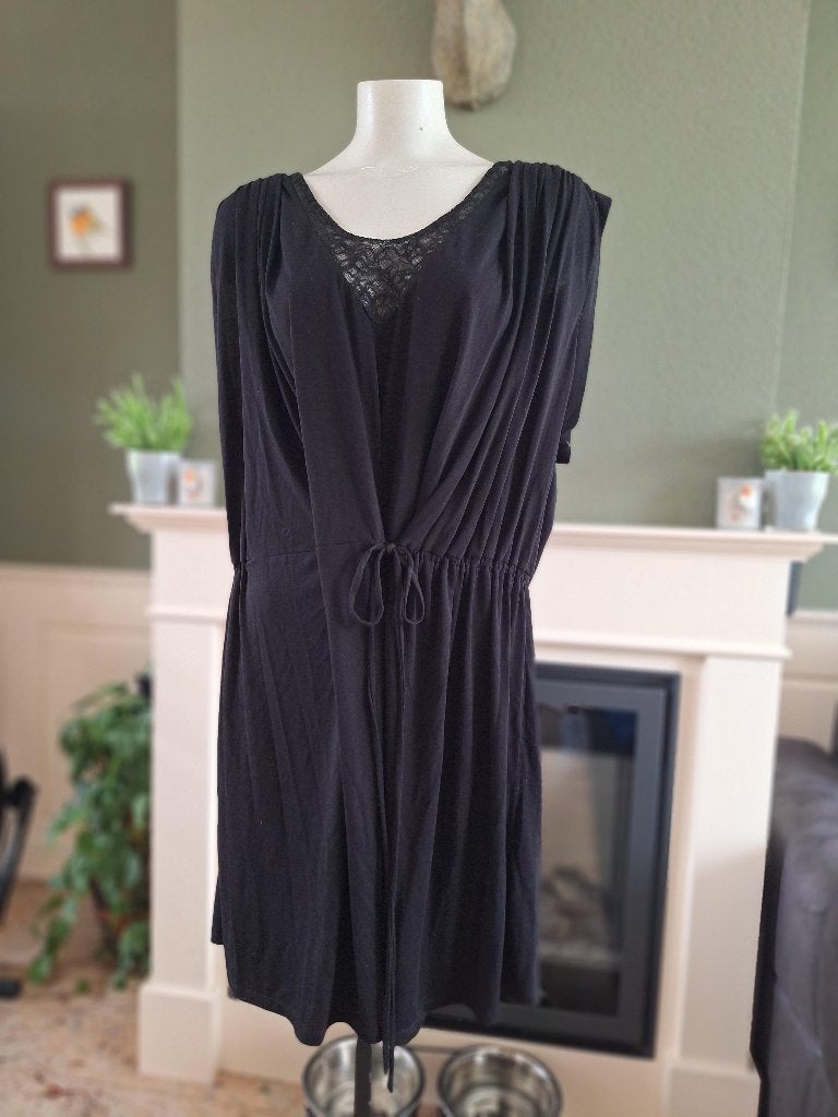 Athe Vanessa bruno jurk zwart wikkel look 44 46, Verzenden, Zwart, Maat 46/48 (XL) of groter, Vanessa Bruno