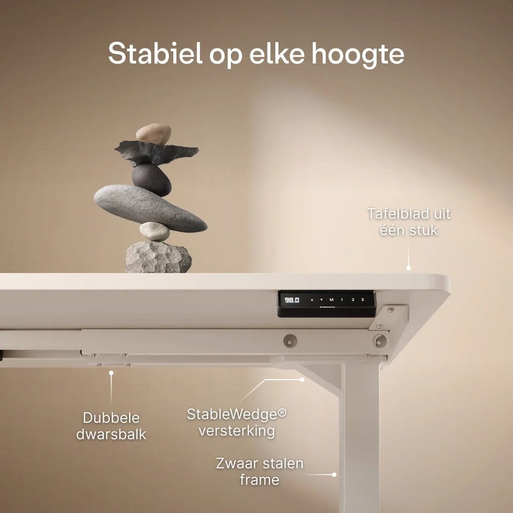 Foto 13 van Desktonic Zit-sta Bureau - Wit, Elektrisch Verstelbaar