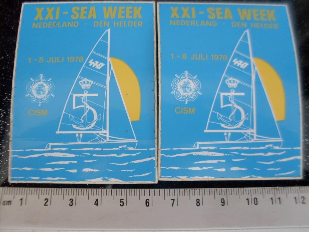 2x sticker XXI sea week den helder 1978 cism zeilen, Verzenden, Zo goed als nieuw, Bedrijf of Vereniging