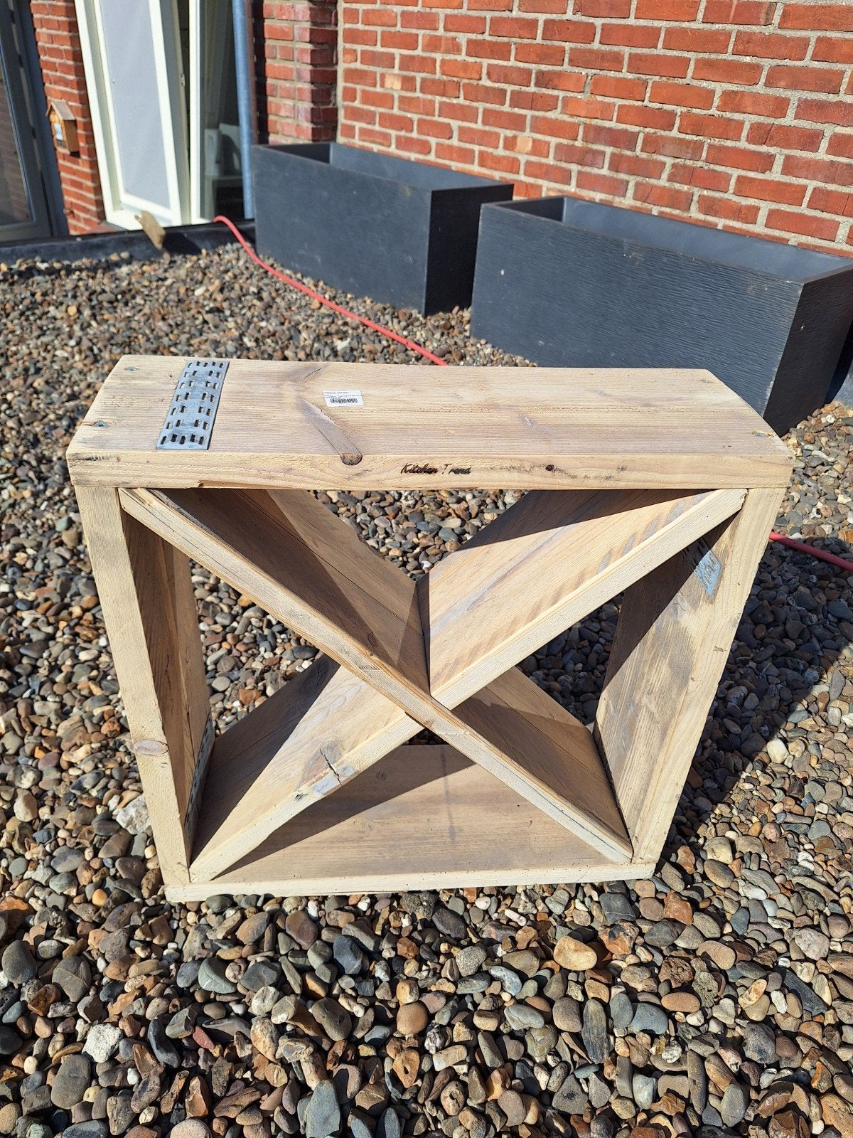 Steigerhouten wijnrek 55x55x20cm - Robuust, Ophalen, 50 – 75, 5 tot 15 flessen, Zo goed als nieuw