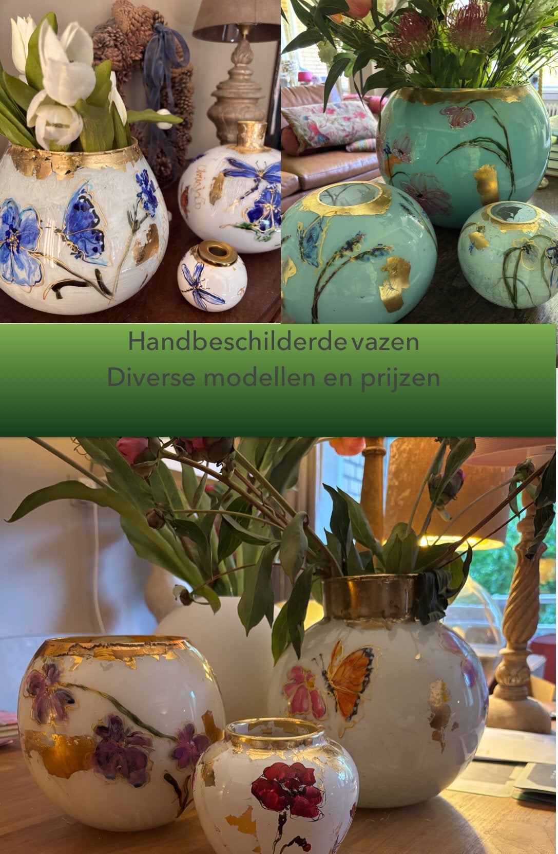 Handbeschilderde vazen, Overige kleuren, Nieuw, Ophalen of Verzenden, Glas