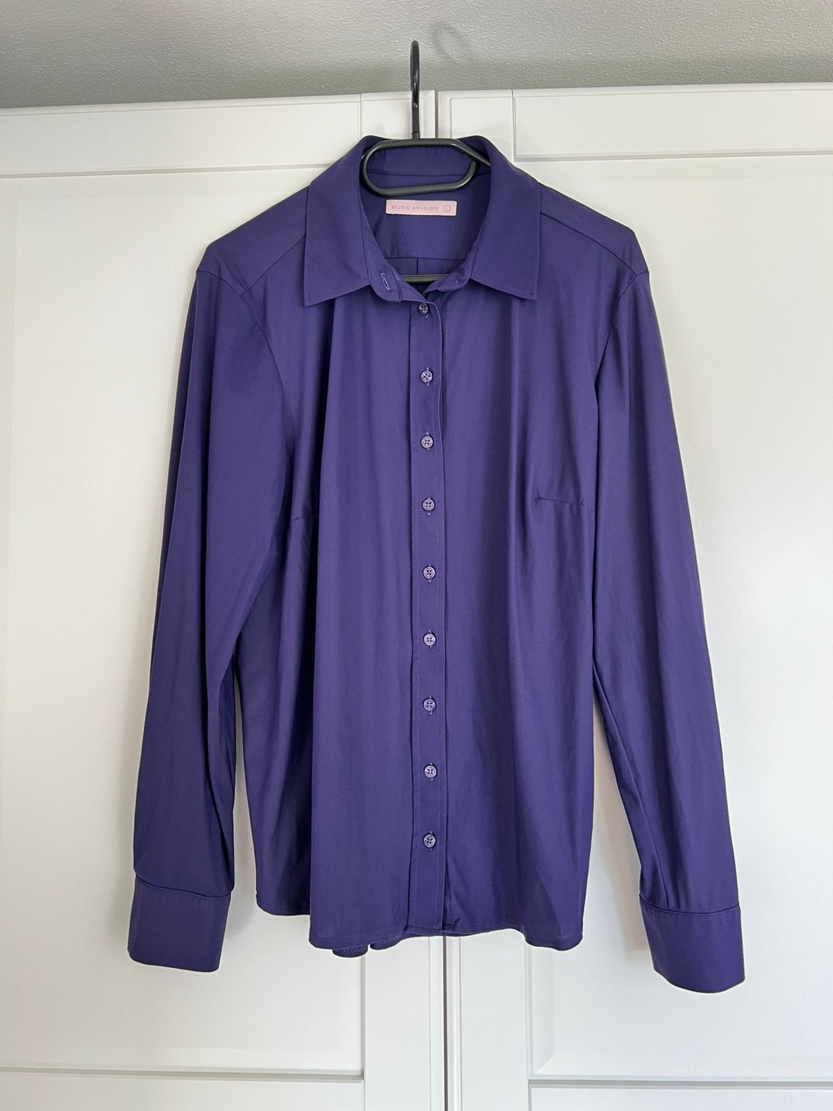 Studio anneloes bobby blouse L deep purple travelstof, Paars, Maat 42/44 (L), Ophalen of Verzenden, Zo goed als nieuw