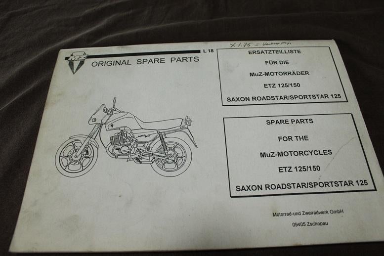 MZ ETZ125 150 Saxon Roadstar 1994 parts list teile katalog, Motoren, Ophalen of Verzenden, Overige merken