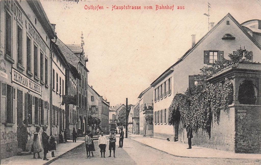 703-116-043 Osthofen Hauptstrasse vom Bahnhof aus, Ophalen of Verzenden, Voor 1920, Duitsland