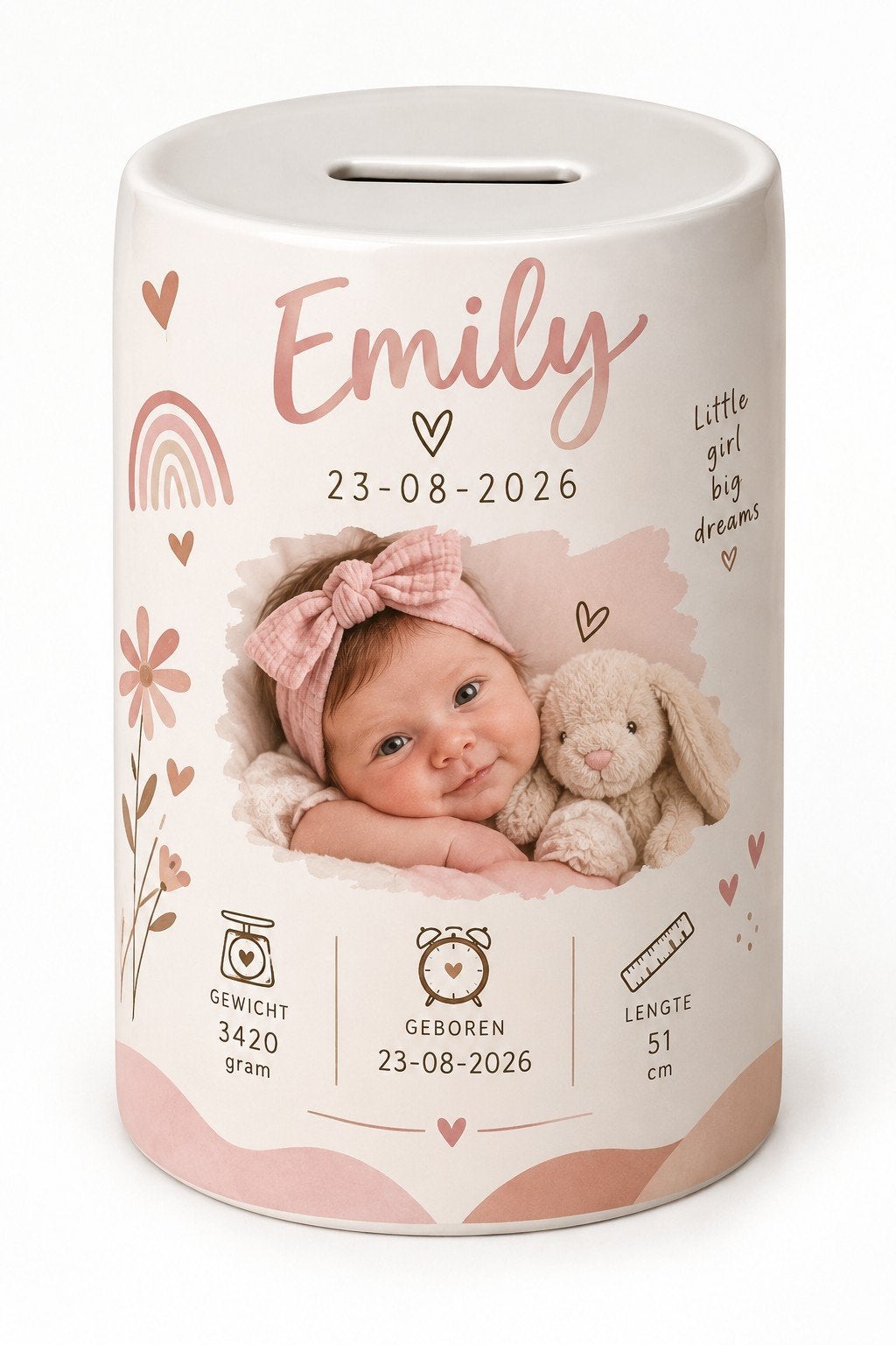 Gepersonaliseerde spaarpot met naam, Kinderen en Baby's, Ophalen of Verzenden, Nieuw