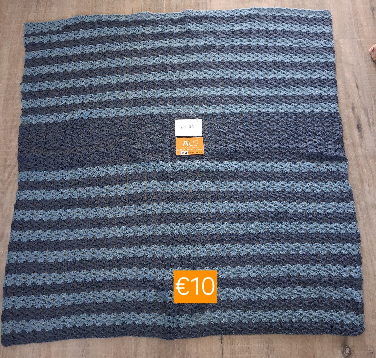 Handgemaakte gehaakte deken - Steun ALS Nederland, Nieuw, Ophalen of Verzenden, Plaid, Blauw