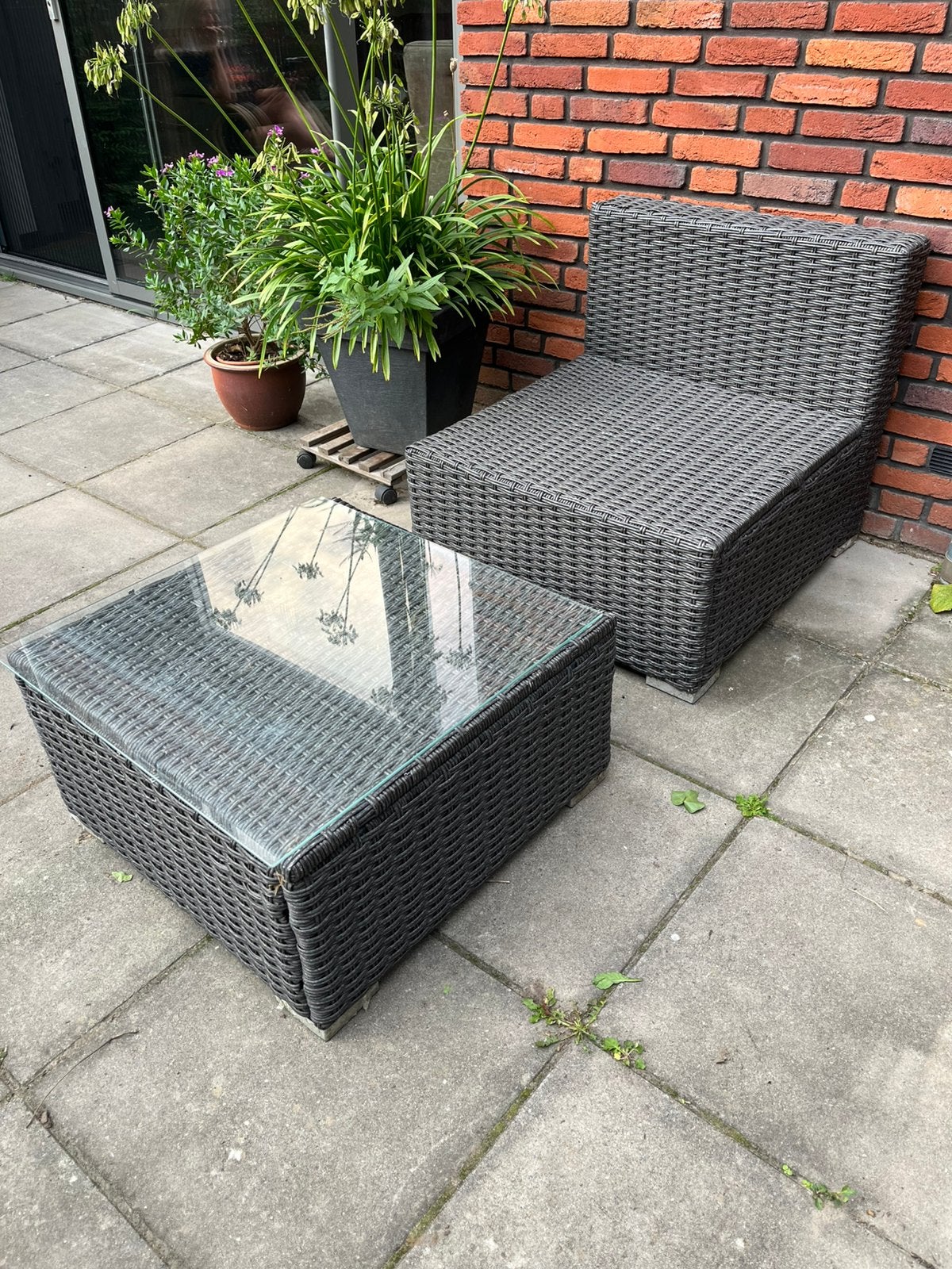 Gratis op te halen, Tuin en Terras, Kunststof, Gebruikt, Bijzettafel, Loungeset