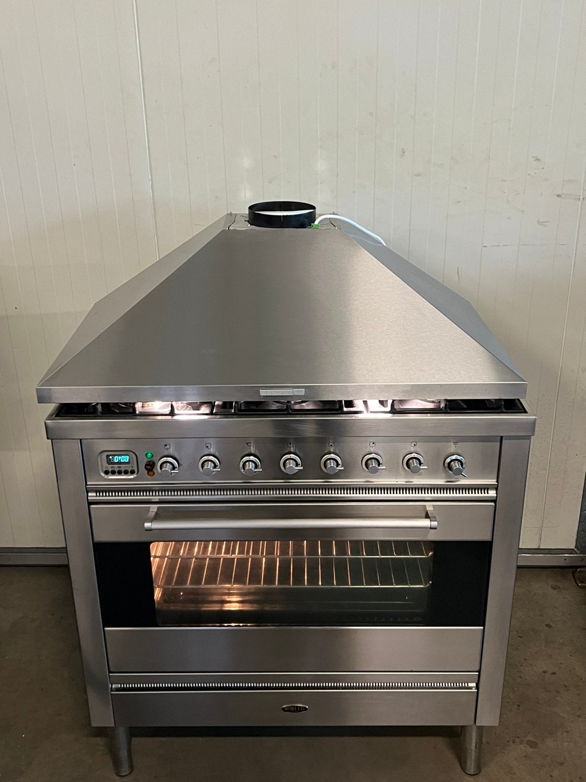 Luxe Boretti fornuis 6 pits rvs inclusief afzuigkap - 90cm, Witgoed en Apparatuur, 60 cm of meer, Grill, Ophalen of Verzenden